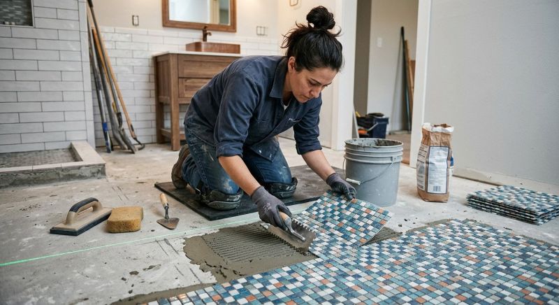 Mosaic Tile Floor Installation in Alexandria, VA